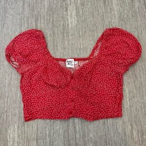 PRINCESS POLLY red floral button front top